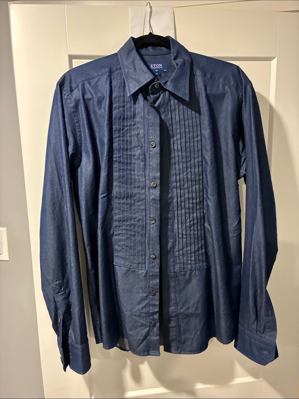 Eton blue dress shirt for men. Medium and slim.